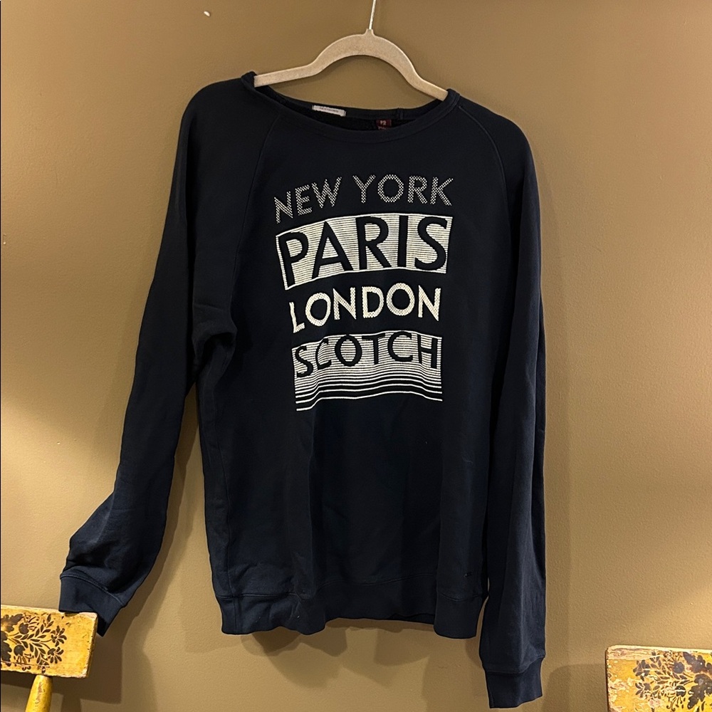 Scotch & Soda Men's Navy Graphic Crewneck Sweater
